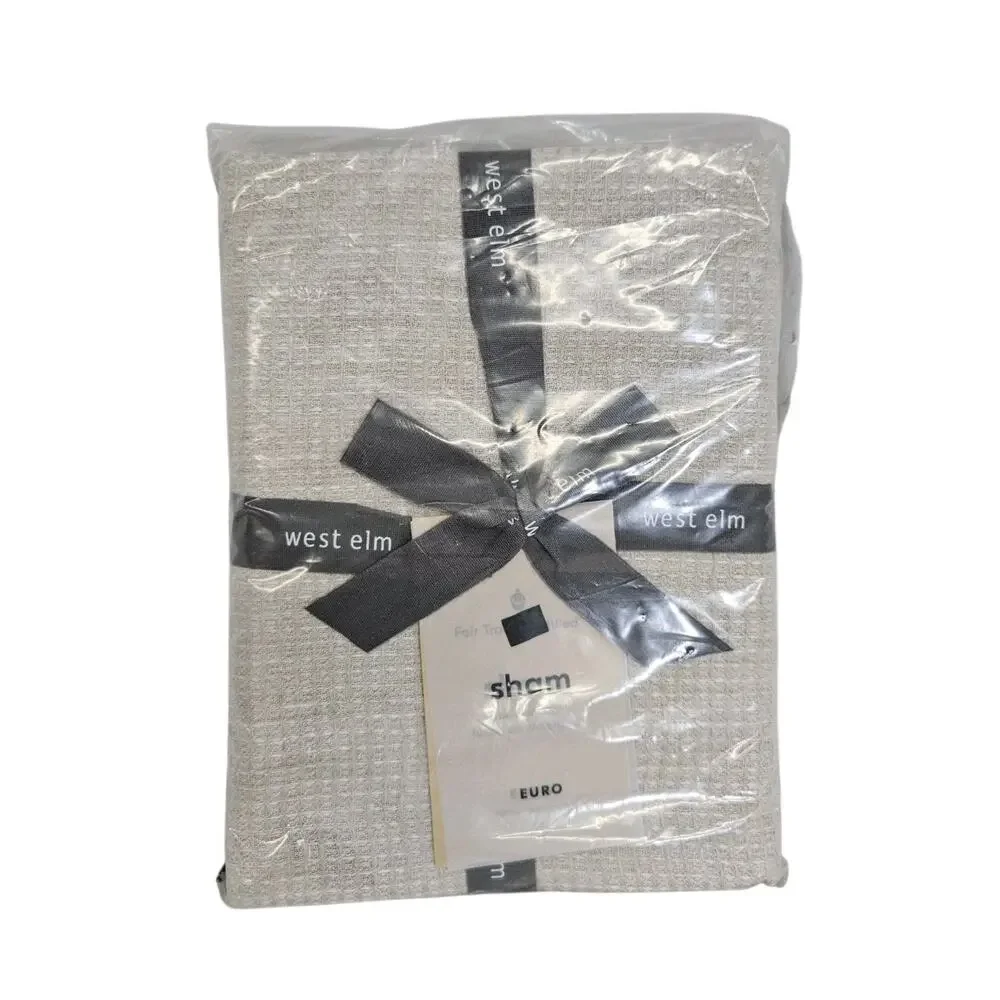 West Elm European Flax Linen Waffle Weave Beige 26
